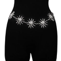 Silberner Metall-Taillenkette Gürtel mit Sonnengesicht für Damen, verstellbar - Einlagige Sonne / Silber