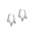 Macro detail of silver rivet spike hoop earrings in punk style on a white background - Silver / Spike Hoop