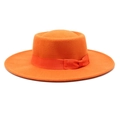Classic orange wool felt boater hat with matching grosgrain ribbon and bow detail - M (56-58cm) / Orange