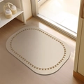 Alfombra de baño ovalada de tierra de diatomeas crema con diseño de cuadros marrones - 40x60cm / Lodo de diatomeas - Chen Xi-A