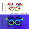 Neon Christmas glasses with green hat design showing daylight and UV light effects - Snowflake Christmas Hat Style