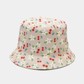 Beige bucket hat with daisy and cherry patterns for outdoor sun protection - M / Beige Cherry Flower