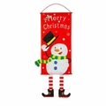 Christmas snowman hanging banner with red flag and long striped legs for holiday decor - Christmas Snowman Style