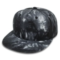 Kids flat-brim hip hop baseball cap with black and grey tie-dye pattern on canvas - Tie-Dye Black