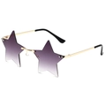 Star shaped rimless sunglasses with purple gradient lenses and slim metal frame - Gold Frame Gradient Grey
