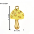 Detailed view of yellow mushroom pendant with gold dots and 1.74cm height dimensions - Mushroom-Yellow (HP2509B4)