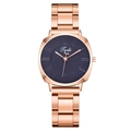 Elegant rose gold metal strap watch with deep blue dial for women by Tadi - Blue