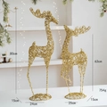 Set di due renne di Natale in ferro dorato, decorazioni alte 80 cm e 63 cm - Coppia di Cervi in Ferro Dorato
