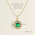 Collana in acciaio inossidabile placcato oro 18K con ciondolo in zircone verde - Zircone Verde