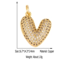 Golden heart pendant charm with embedded clear crystals for DIY jewelry making - Heart Shape