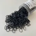 Durable high-elastic black hair ties in a clear cylindrical container with modern design - Black Thickened Approx 500 Pcs (Jar)