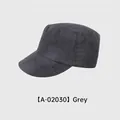 Casquette militaire grise en lin avec large bord et dessus plat design style A-02030 - Réglable (54-58cm) / Gris