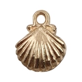 Pendentif coquillage doré en alliage avec texture nervurée pour bijoux DIY - Petit Coquillage (11599)