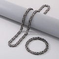 Set gioielli collana e bracciale a catena imperiale 8mm in acciaio grigio vintage - Bracciale 6mm (21cm) / Nero Opaco