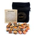 Natural crystal agate Runes stone set with engraved symbols and a black velvet bag - Crazy Lace Agate (25 Pcs + Velvet Bag + Manual)