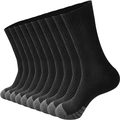 Set of 10 pairs black mid-cut athletic socks with gray reinforced toe and heel - Free Size 39-47 / Black