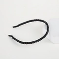 Minimalist black beaded double-row crystal headband with comfortable fabric tips - Double-Row Crystal Black