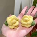 2511103a Yellow Plush Rose Earrings