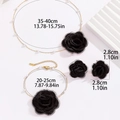 Elegant 18K gold-plated stainless steel jewelry set with black fabric rose and pearls - Black Rose Pendant