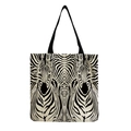 Close-up of zebra pattern tote bag showing high-quality canvas texture and sturdy stitching - Symmetrical Zebra Pattern (hm2700)