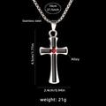 Hiphop zwarte kruis ketting met rode steen en 70cm roestvrijstalen box ketting - Kruis nr. 116 (Rode steen) + Stalen ketting