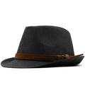 Cappello fedora nero in paglia con fascia marrone e fibbia in metallo per protezione solare estiva - M(56-58cm) / Nero