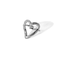 Elegant silver hollow heart stainless steel adjustable ring with polished finish - Silver Hollow Heart Style (TR4018-S)