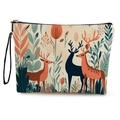 Pochette per trucchi in tela con stampa di alce della foresta e cinturino da polso - Stile Cervo della Foresta (款式1)