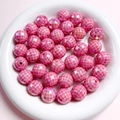 Pink faceted UV acrylic disco beads for DIY jewelry making in a white bowl - 16mm/Piece / Rose Red