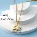 Golden bubble letter heart necklace pendant on minimalist blue background display - Letter A(A)