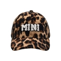 Leopard print corduroy baseball cap with white MINI towel embroidery on the front - MINI Style / Brown Leopard