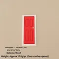 Red miniature wooden dollhouse door with golden handle for Christmas DIY scene decor - No.106 - Red Wooden Miniature Door