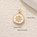 Detail showing dimensions of the gold ship wheel pendant with white oil drip finish - White Enamel Anchor