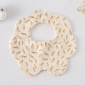 Beige cotton petal bib for infants featuring a yellow wheat pattern and snap closure - Gauze Flower Bandage - Wheat Ear