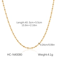 Dettaglio della catena a sfere in acciaio dorato con dimensioni e specifiche di peso - Stile Catena a Sfere (HC-N40080)