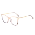 Chic cat-eye TR90 blue light blocking glasses with tortoise frame and gold metal temples - Pink Top Tortoiseshell Bottom Frame