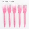Detailed view of pink plastic forks with diamond non-slip texture for party sets - Pink Forks 10PCS