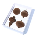 Chocolate brown velvet Christmas ornaments set of four different geometric shapes - 4 Pieces / Dark Brown