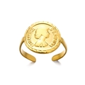 Anello in acciaio inossidabile placcato oro 18K con design moneta Regina Elisabetta II - Anello in Oro con Ritratto della Regina Elisabetta (5858)