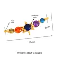 Gold-plated brass elephant connector with five colorful round faceted gemstones - Diamond Star Multicolored