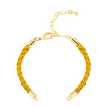 Handmade bright yellow braided rope bracelet with golden lobster clasp and extender - Bracelet: 65