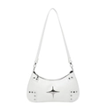 Sac sous le bras minimaliste en cuir PU blanc avec étoile argentée et rivets femme - Blanc