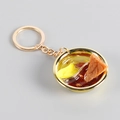 Miniature double-soup hot pot keychain with golden bowl and realistic food details - Beef Hot Pot / Gold Key Ring Style