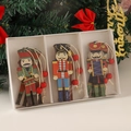 Three painted wooden nutcracker soldier ornaments in a gift box for Christmas tree decor - Style A Nutcracker Soldier Wood Set (9 Pieces)