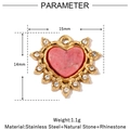 Dettaglio pendente a cuore 15x14mm con pietra naturale rosa e acciaio inossidabile oro - Stile Cuore in Pietra Naturale Rosa (VG800)