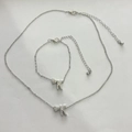 Ensemble collier et bracelet argenté avec breloques cœur et lettre K pour femme - Lettre K Style (11844) / Argent
