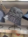 Vintage dark gray washed denim bucket hat with breathable eyelets and retro distressed finish - Black