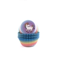 Rainbow gradient paper cupcake liners with cute cartoon unicorn pattern for baking - Gradient Blue Pony