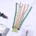 Kids colorful spiral hair braider tools with green and pink beads on marble background - 3# Green (Set of 6)
