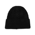 Close-up of black cable knit beanie showing thick wool texture and ribbed cuff detail - M (56-58cm) / Black